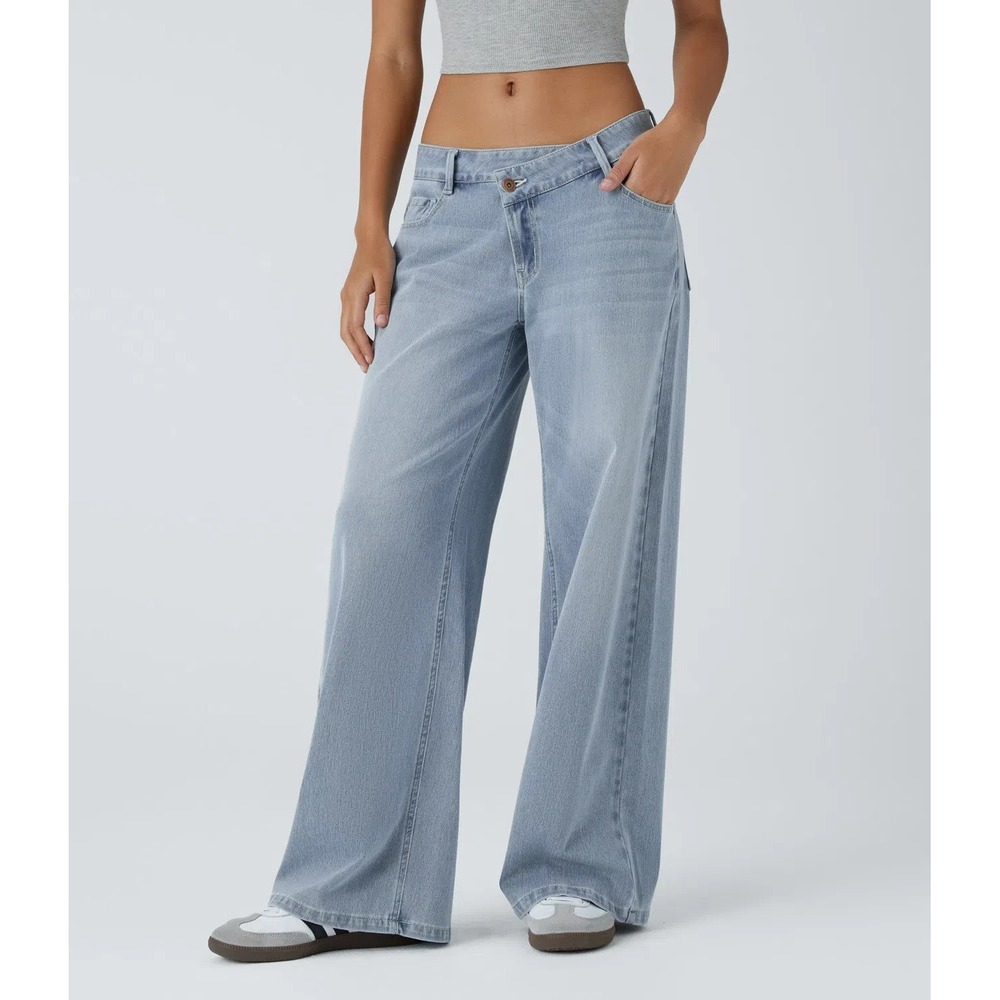 HALARA Flex Asymmetric Low Rise Baggy  Wide Leg Jean Women's Size XL Petite